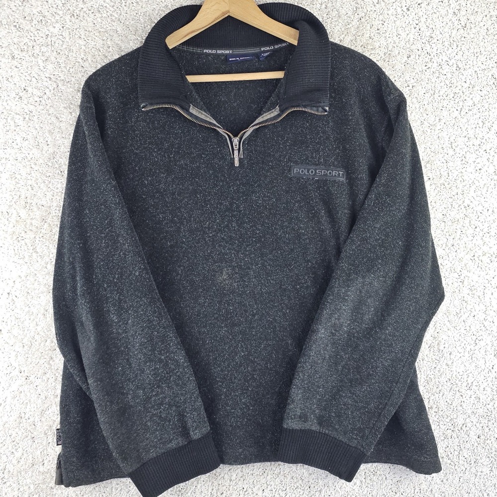 Vintage 90s Polo Sport Ralph Lauren Plush Pullover 1/4 Zip Sz XL Made USA Baggy